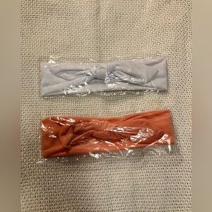 Jeatonge headbands NWOT Cotton Stretchy set of 2 Sporty HeadWraps White/Coral